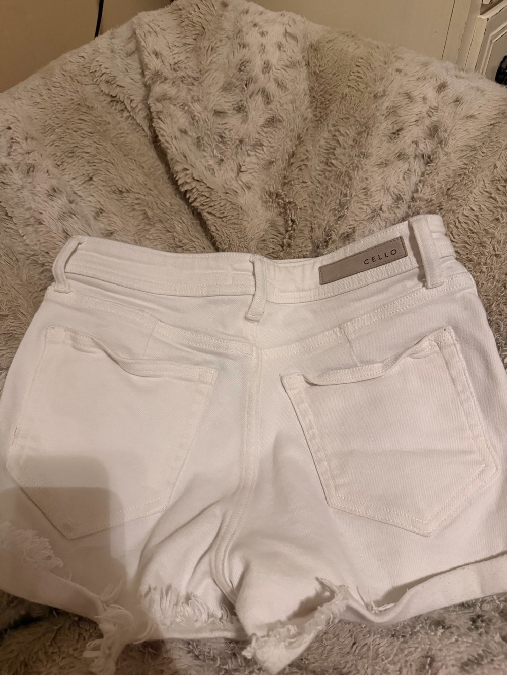 Cello White Frayed Hem Women's Denim Shorts